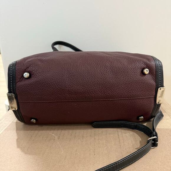 Coach Swagger Colorblock Burgundy White Pebbled Leather Carryall Purse Bag - Picture 7 of 11